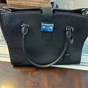 NWOT Michael Kors Black Pebbled Leather Satchel with Lock Detail